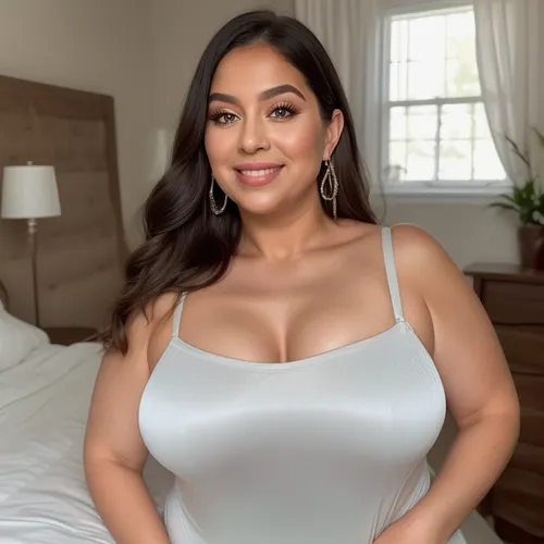 high-quality, realistic, and intricately detailed portrait of a Armenian, fat, bbw, mature gilf in her 60s, depicted in an intimate setting while sitting in a bed. She is looking directly into the camera with an undeniably joyful and open expression.
Her hair is a sophisticated blend of rich chestnut brown generously interspersed with distinct streaks of silvery-gray. It's styled softly, framing her face in a way that suggests natural growth rather than rigid styling, beautifully highlighting her age with elegance and grace. Her most captivating feature might be her eyes, which are a striking and vivid blue-green. They sparkle with an authentic warmth and vitality, deeply engaging the viewer and conveying a profound sense of life experience and genuine happiness.
The centerpiece of her face is her wide, open-mouthed smile. This smile is expansive, revealing a full and healthy set of teeth, and accentuating her naturally full, well-defined lips. The very act of her smiling creates visible, soft crinkles at the corners of her eyes and subtly around her mouth, which are not indicative of distress but rather of a life filled with laughter and joy. Her skin, while exhibiting the natural textures and very fine lines associated with aging, appears remarkably healthy, luminous, and soft, indicating good care. There's a noticeable fullness to her cheeks and jawline, contributing to her "chubby" or "fat" build, which adds to her approachable and comfortable appearance.
She is clad in a low-cut, shimmering silk camisole, which appears to be a light, possibly ivory or pale pastel, color. The fabric itself is highly detailed, showing the soft sheen and elegant drape characteristic of silk. This garment boldly showcases her ample and visibly saggy breasts, which are a prominent feature of her upper body. The natural effect of gravity on mature, large breasts is clearly depicted, contributing to the realism and celebration of her body's natural state. The camisole gracefully conforms to her fuller, chubby torso and shoulders, emphasizing her fat physique in a comfortable and unposed manner.
The intimate setting places her sitting upright in a bed. The bed linens are simple, appearing to be soft white or a very light, neutral color, which provides a clean and uncluttered backdrop that highlights her vibrant presence. The lighting is exquisitely soft, natural, and diffused, likely originating from a large window or a similar soft light source. This illumination gently wraps around her, accentuating the contours of her face and body without creating harsh shadows, and imparting a warm, inviting glow to her skin and the silk fabric. The background is subtly blurred, maintaining a shallow depth of field that ensures the viewer's entire focus remains intently on the woman and her expressive features. The overall impression is one of profound comfort, genuine happiness, and confident self-acceptance., realhips, <lora:realhips:.8>, mature, female, <lora:plump-lite:.8>