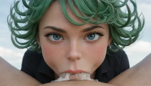 (Masterpiece, Best quality), ((Tatsumaki from OnePunchMan)), (18yo), ((((face blushing)))), ((Tatsumaki black dress)), ((((Tatsumaki is levitating in the air)))), (((huge dick deepthroat pov))), ((cum)), (in the sky)