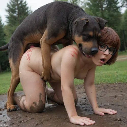 Unexpected canine affair: a shocking dynamic encounter - red marks and cumloads alter a woman's life