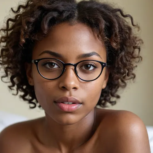 (masterpiece, best quality, ultra realistic, RAW photo), extreme closeup photo a slim 19-year-old Nigerian woman with glasses, short curly hair, undress, topless, looking at viewer, bedroom, realistic, sharp focus, 8 k high definition, insanely detailed, intricate, elegant, closed mouth, <lora:pytorch_lora_weights:2>