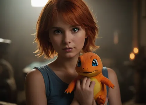 Misty with a Charmander Pokemon pet