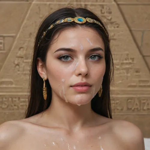 beautiful Sexy Cleopatra, pyramid background, egypt, detailed face, cum on face, huge cum, highly detailed photos, award-winning photo, fully nude, <lora:Her_Eyes:.8>, big, eyes, <lora:Style_eyes _and_hair_XL-v2:.8>, woman, on, face, <lora:JustCum:.8>
