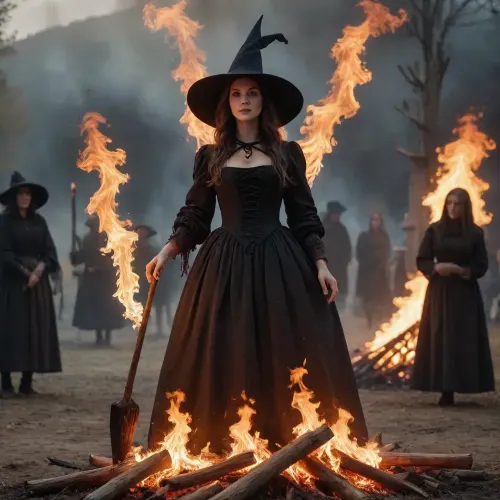 Cinematic, Salem witch being burned at the stake.