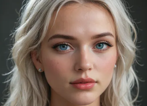 18-year-old girl with an incredibly beautiful face, professional portrait shot of the face only, no body, white hair, close-up, highest image quality, extremely realistic detailed image, ultra-detailed, high resolution, best quality, 8k, HDR.