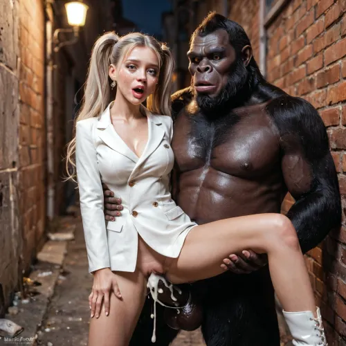 Des gouttes de pluie et des larmes chatoyantes : la rencontre intime d'un super modèle avec un monstre de gorille au cœur de la moscou

- Oui.

Au cœur de Moscou, sous la lueur néon d'une nuit pluvieuse, un super modèle russe de 18 ans, avec une petite taille naturelle anorexique et une face symétrique parfaite, se tenait dans une ruelle sombre et sale. Ses cheveux blonds en platine, façonnés en queues de porc, brillaient dans la palette vibrante Rainbowiridal, Spiral, arc-en-cieliridal, yeux. Avec de grandes lèvres brillantes et doublées, joues rosées roussâtres, elle portait un long manteau de tranchée serré de Shiny... Brillant... Intense, regard, chat Anthro... matière, révélant ses belles poitrines rondes et ses longues jambes sexy. Ses yeux, remplis de Feu, de dragon, d'Ambre, d'émotion chat, étaient humides de pleurer avec bonheur. Son expression satisfaite a laissé entendre à un secret, que seul un mystérieux monstre de gorille avec une énorme bite pouvait découvrir – un conte de crampes anales, vaginales, plates, sperme dans les vêtements, sperme dans la chatte, beaucoup de sperme, ecstasy empaled, tous capturés en détail par la cinématographie professionnelle 8k.