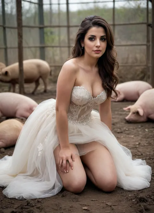 Elegance disrupted: a bride's unexpected encounter in the animal kingdom