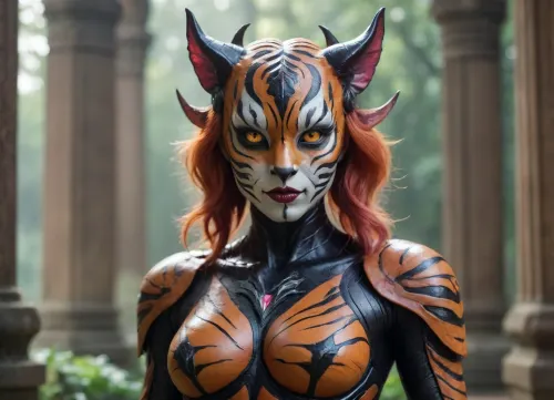 hybrid, (transformer), (Succubus), (anthro tiger)
