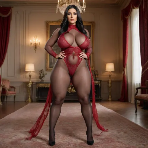 ((castle room, aristocratic room, living room)), red and gold theme, long black hair, huge ass, stockings, pantyhose, tight clothes, fit girl, muscle, high definition, small waist, (A tall young black haired woman, hourglass figure, very large ass, huge saggy breasts), hyper breasts, hyper ass, (((sheer, mesh, very long feathered robe))), 3/4 angle pose facing to camera, flat, chest, big, breasts, huge, gigantic, small, hips, thighs, wide, thick, plump, belly, muscular, female, arms, extra, abs, <lora:Venus_Body_Alpha:.5>