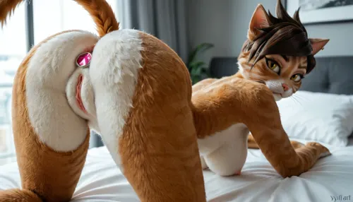 Close up of sensual stunning tracer from overwatch, female-cat, cat-breasts, tiny-waist, cat-teets, furry-yiff-face, Sexy furry, furry-art, fur, (((Sexy cat))), cat tail, (((cat face))), (((furry face))), anthro-furry-yiff, yiff-anthro-furry-cat, oiled, big ass View from waist down, bent forward, big ass up, Butt Plug with red diamond, Sensual, erotic, wet orgasm pussy, open pussy, extreme pussy cameltoe, Point of View focus butt