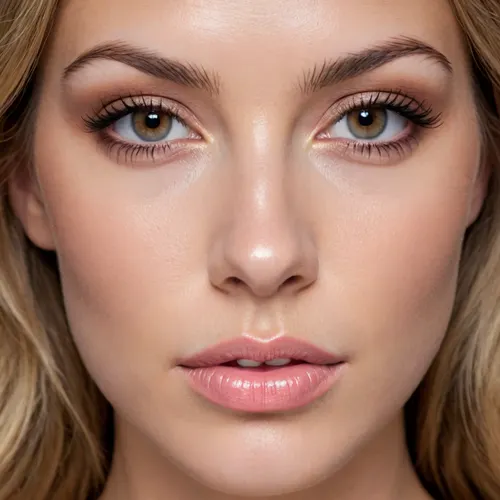 Here is a detailed description of the face in the image provided, suitable for input into an image generator, Facial Features, Overall Impression, A mature, symmetrical face with defined features and professionally applied makeup.
Skin, Fair to light skin tone. Texture appears smooth, likely enhanced by makeup. Some subtle signs of aging around the eyes and forehead, (fine lines), .
Eyes, Almond-shaped, medium-sized eyes with a warm brown iris. The makeup emphasizes the eyes with dark eyeliner on the upper lid and subtle eyeshadow. Well-defined eyebrows with a natural arch, filled in to enhance their shape.
Nose, Medium-sized, straight nose with a slightly rounded tip. The bridge of the nose is well-defined.
Mouth, Medium-sized lips with a natural pink color. The upper lip is slightly thinner than the lower lip.
Cheeks, Defined cheekbones, subtly highlighted with blush to add warmth and contour.
Jawline, A soft, slightly rounded jawline.

Hair, Dark brown, almost black hair is styled in a somewhat formal, semi-updo.
The hair is wavy and pulled back from the face with some loose strands framing the face.