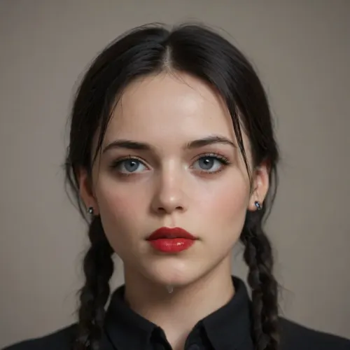 facing camara, 1 girl solo, sppoky moonlight mansion in distance, (intricate detailed Wednesday Addams face), intensely proud expression, (huge dark eyes with detailed black iris:1.2), dark bllod red lipstick detailed high collar buttoned black gothic top, very long very thick black briaded pigtails hair, several strings of thick lumpy white cum splashed across her face, after messy bukkake, several strings of thick lumpy white cum splashed over her hair, cum dripping, high detail, sharp focus, perfect lighting, awesome, dslr, 4k high quality. extra detail, extra sharp, magical, perfect moment, natural skin, pores, w3dn3sd4y, <lora:Wednesday-Jenna SDXL1.0:.8>