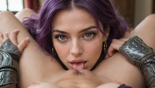 harem, beautiful girls only, random colour hair, purple eyes, lesbian cunnilingus sex, small elastic breast, armor, warrior girls covered in royal purple in the royal chambers., female, pov, cunnilingus, 2girls, girl, licking, pussy, <lora:EnvyZoomSliderXL01:1>, <lora:EnvyCuteSliderXL01:2>, <lora:Colorful Hair Slider_alpha1.0_rank4_noxattn_last:2>, <lora:Cunnilingus XL:.5>, Vampire Fangs, (Fangs 1.5)