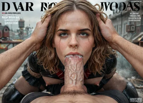 (Magazine cover "Pleasure":1.3), high POV, flat chested, (detailed Hermione Granger face:1.32), 18 year old adult girl, posing, pleased smirk expression, (detail wearing a plain tight red shiny latex Hogwarts Gryffindor school uniform, pleated violet latex mini skirt, black latex stockings), beautiful realistic pussy, (tight blouse:1.4), tits fully under clothes, (erect big nipples under clothes:1.5), (covered with thick cum:1.24), ((Hyper realistic:2)), (ultra HD image), 8k, UHD, super high quality, super high resolution, extremely detailed, perfect face, perfect eyes, (man is choking her from behind:1.4), ((hogtied, bound for sex, tied up)), (black eyes), (pale skin:1.3), cock in mouth, (brutal face fuck), Blowjob, (tears in eyes:1.5), (running makeup), (cum explsion from nose:1.65), (cum explosion from mouth:1.125), ultra hd, photorealistic, hyper gigantic large black cock in mouth, (((hyper gigantic large black cock in mouth:1.3))), oral cream pie, hair grab, sad, sad crying, tongue out, gasping for air, highly detailed, high resolution, perfect lighting, natural lighting, holding head, deepthroat, black spiked pet collar with leash, tied up in chains, hands behind back, (anal:1.5), (masterpiece:1), hard nipples, hourglass waistline, perfect anatomic body, anal spitroast, gagging on cock, (pulled nipples:1.2), nipple clamps, spitroast, wide eyes, throat bulge, puffy cheeks, thick cum, holding her head with both hands, 35mm photograph, film, professional, 4k, 1girl, 5 boys, hdr, photographic, ultra realistic, ultra high details, back light, (front view), (dynamic pose), best quality, with large muscular black men, gargantuan black cocks, anal sex expansion, large hyper muscular black men, interracial gangbang, (interracial sex), swollen black veiny cocks, (double anal penetration), hardcore double penetration, proper physics, big black cocks, muscular black interracial gangbang, (forceful penetrations), extremely graphic, beautiful hands, massive cum in ass, (side view), realistic lighting, soft shadows, high detail, hyperrealistic, 8K, BadX, dvr-shrp, Stable-Yogis-Makeup-Enhancer-XL, porn photoshoot, detailed skin, on the roof, steam locomotive, steampunk, fog, steam, blushing, DETAILED background, spectacular lighting, (huge dick), (creamy deep deepthroat:1.12), (extreme oral sex:1.4), (huge massive white dick:1.4), (hands pulling hair hard, hair falling off:1.22), ((gangbang_rape, doubleanal_rape, arms_behind_head, nsfw:1.24)), ((hogtied, bound with large chains, tied to a torture van:1.18)), (Torture, defiling, sadism:1.52), (extreme size difference:1.12), (eyes wide open in horror:1.158), (wide mouth spreader:1.18), (pleading expression:1.54), (terrified:1.58), (crying:1.98), (fear and panic:1.58), ((screaming in pain:1.46)), (huge dick:1.18), (whip marks:1.125), (whipped tits:1.125), magazine cover, <lora:LCMTurboMix_Euler_A_fix:2>, <lora:detailed_notrigger:2>, <lora:add-detail-xl:2>, <lora:JuggerCineXL2:2>, <lora:Hermione_Granger:2>