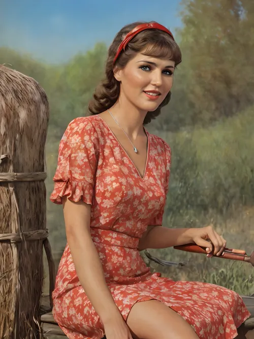 A stunning 8k ultra-detailed pinup model photo of a beautiful brunette woman wearing a stunning evening dress was created in the Soviet Union, and it featured fine details that made it look like she was straight out of a 50s pinup