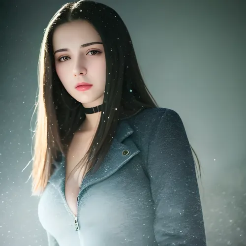 A young adult girl, 18 years old, with pale skin and black hair, was sitting in front of her computer. She was looking at a photo of herself from the previous night. She had just taken a shower and was wearing a heavy winter coat