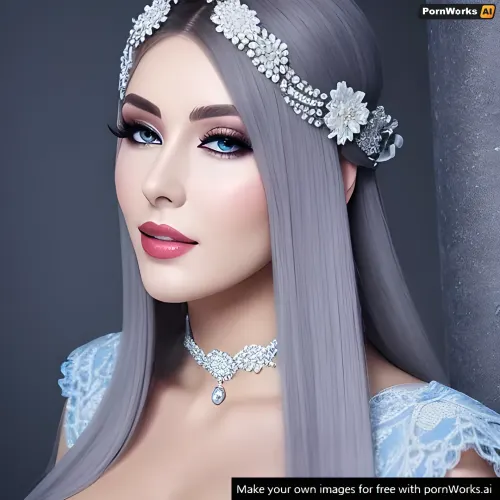 The woman used AI technology to create a photo of a beautiful woman in front of a white background with blue and grey tones. The image was enhanced with AI technology, leaving the viewer wanting more