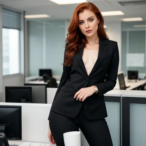 The office lady's businesslady picture was a masterpiece, with perfect curvature to her body and flawless skin. Her breasts were perfectly displayed in her businesslady shirt, which showed off all of these qualities in one breathtaking image