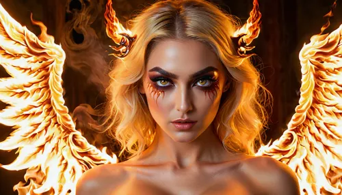 Uma mulher escandinava e irlandesa com altas maçãs do rosto, características faciais fortes e íris proeminentes que se destacam contra o resto de seu rosto. Ela tem uma sobrancelha delicadamente delineada e lábios cheios que são ligeiramente separados para revelar dentes perfeitos. A pele dela
