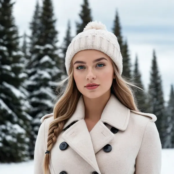 The Nordic woman was walking over a meadow covered with snow, wearing a blue kimono and carrying a camera. She had perfect makeup and her eyes were wide open, revealing her excitement. Her hair was pulled back into a tight bun, and