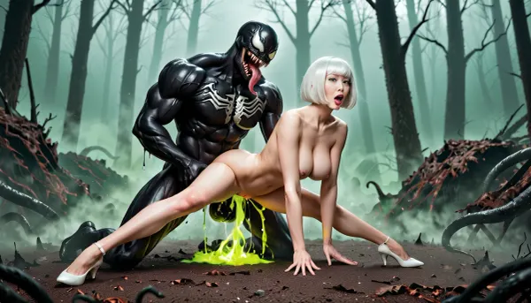 1monster, 1woman, (best quality), (highly detailed), (masterpiece), (ultra-detailed), 8k, photo realistic, RAW photo, (Corpse horror demon with massive tentacle dick fucking a beautiful busty sexy chinese 40 year old milf beauty queen, bob cut, white hair, massive boobs, long legs, wearing slutty outfit with diamond jewelleries and high heels), by forcefully entering her vagina and devouring her soul, corrupting her flesh, possessing her body transforming into a possessed asian sex slave, a black glowing force possesses her body, green mists forming around her, dark vapor on the floor, necromancy, dark scene, Horrors are demons that reside in a realm known as the netherworld, thriving on lust, Inga Horrors must possess the body of the woman with inner darkness, horrors feeding on human, swirling, black, smoke, inga horror possession, green fog, dramatic, morbid, dark magic, garo horror, darkness, ven0mancer, green, liquid, venom, orb, hand, human, on, green fire, demon possession, red, HyperSmoke, dark, background, backlit, theme, photo, of, perfecteyes, eyes, orgasmic face, rolling_eyes, cross-eyed, ahegao, open mouthful of cum, tongue out