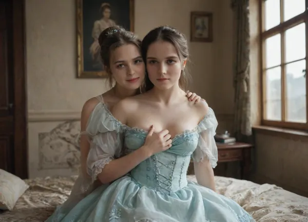 beautiful 1890, a naval vessel, a very beautiful European noblewoman in a Victorian dress, (She wears a bespoke, sapphire blue silk dress, its intricate lace detailing shimmering subtly in the light, her fingers adorned with elegant rings), with a elegant hair style of that era, slutty, tall, slender, jewels on her neck, navy color dress is expressive green eyes, pale skin, perfect face, breast expansion, medium breasts, rounded breasts, (firm medium natural breasts:1.3), upright breasts, (lean body:1.3), super waist, hourglass shape.A majestic Victorian drawing-room, bathed in the warm, golden light of a late afternoon sun streaming through tall, arched windows. The centerpiece is a richly upholstered, emerald green velvet armchair, where a refined woman The dress cinches her waist, highlighting her elegant posture as she holds a delicate porcelain teacup, her fingers adorned with elegant rings. Her body language exudes quiet confidence and composure, her gaze directed thoughtfully towards a distant point, lost in thought. The room's walls are adorned with oil paintings in ornate gilded frames, depicting pastoral scenes and aristocratic portraits. A Persian rug, rich in texture and deep jewel tones, lies beneath the armchair. The overall atmosphere is one of refined elegance and quiet luxury, reminiscent of a pre-Raphaelite painting. The style is characterized by intricate details, soft, diffused lighting, and a muted color palette emphasizing deep blues, greens, and golds. Rendered in a photorealistic style with a painterly touch, emphasizing rich textures and soft light, wide angle shot., victorianstyle, <lora:victoriansxl_v1:.5>, <lora:Omnia_Daily_Life-000005:.5>