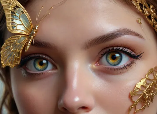 photo, 8k portrait of beautiful cyborg with brown hair, intricate, elegant, highly detailed, majestic, digital photography, art by artgerm and ruan jia and greg rutkowski surreal painting gold butterfly filigree, broken glass, (masterpiece, sidelighting, finely detailed beautiful eyes:1.2), hdr, realistic, high definition, <lora:add-detail-xl:-1>