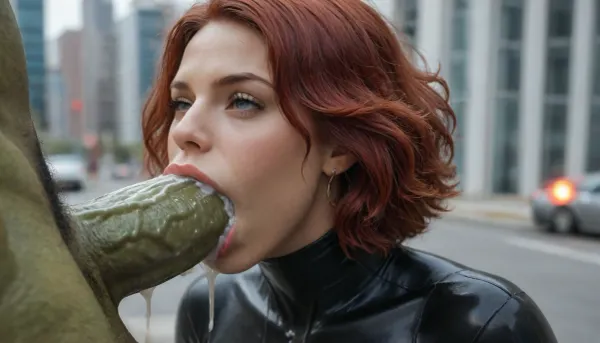 Masterpiece in ultra high definition: black widow's encounter with the furious hulk in ruins of new york city
