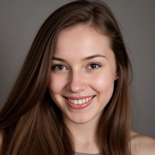 Swedish girl smiling, intimate face shot
