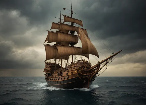 xs-4d-space, ocean, fantasy, steampunk pirates boat, on the storm sea, outdoors, photography, <lora:xs_4d:.5>, <lora:PelagicBlackwater768_1-5plus_autotags:.8>