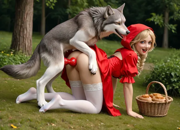 La promesse du loup

- Oui.

AI a généré une image représentant une belle blonde de 18 ans avec des boucles dorées portant un manteau à capuche rouge, debout dans une forêt. Elle porte un panier de tartes, son expression est innocente et mignonne. En arrière-plan, un grand loup gris la regarde de loin, sa langue s'étirant. La scène est située dans un paysage de style victorien avec des éléments détaillés.