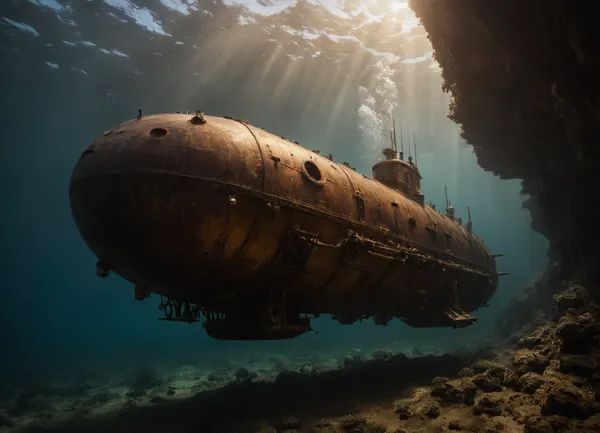 xs-4d-space, ocean, fantasy, steampunk pirates submarine, under the sea, outdoors, photography, <lora:xs_4d:.5>