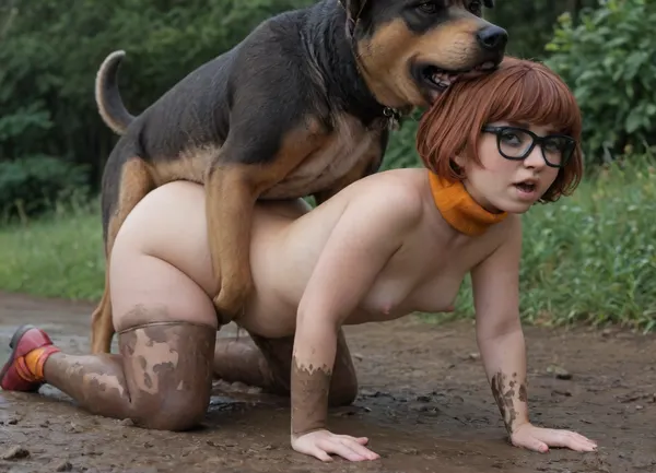 ((((image of gorgeous chubby young woman like velma dinkley, (small breasts:1.9), velma dinkley, outside in mud on all fours getting fucked by a dogs, (dogs fucking woman), ((dogs mounting woman)), big dogs, woman under dogs)))), screaming pain face, dogs cock in ass, knotted, knotted cock, canine cock, massive cum shot, ((shocked)), crying, ((red marks on back, red marks on shoulders, red marks on ass)), (red marks:1.4), cumloads, imposibble penetration, (chubby girl:1.4), (thick tights:1.6), (skinny:1.1), full body shot, (thick white cum:1.5), (dynamic view), (dynamic angle), looking at viewer, <lora:SDXLHighDetail_v6-000005:1.2>, <lora:CineHelperXL_the_medium_shot:2>, <lora:Picture_enhancer:.7>, <lora:ahxl_v1:2>, <lora:German_Pointer_XL:1.3>