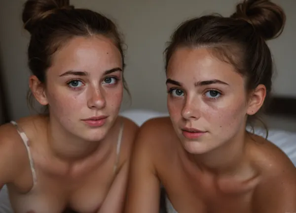 Higest quality, best quality, perfect hands, perfect face, perfect skin, 4k resolution, hdr, realistic lighting, realistic, realism, A petite flat chested college girlfriend, sunkissed skin, she has dark tan skin with bikini tan lines, she has brown hair in a messy bun, freckles on her face, she has a cute very detailed face, focus on her face, flat, chested, 4ng3l, face, tanlines, Best quality, 18 year old girl, Cheating on her boyfriend, boyfriend playing computer games in the background, treason, betrayal, cuckolding, beautiful face, high quality face, high eye quality, beautiful fingers, beautiful lips, beautiful teeth, high quality fingers, girls large exposed breasts, sexy nipples, Beautiful eyes, girls shaved pussy, brunette, long hair, full body view, 2man, 1girl, r3tro_cumshotz, cum, on, facial, dripping, thick, white, retro, cumshots, detailxl