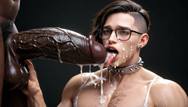 penis focus, huge dark black male, extremely huge dark black cock, (hyper gigantic dark black torpedo penis), massive dark black penis, super thick dark black torpedo penis, enormous dark black penis, huge dark black balls, penis and balls in full view, whole body view, gay men, hairy chest guy, wearing white satin push bra, 45 years old, black short haircut, wearing glasses, angular jawline, in a dark dungeon jail, with metal bars and cages, skinny hairy sissy boy, (buzz-cut haircut:1.3), flat hairy chest, men face, 55 years old, with a beard, sissy boy gay masculine body, hairy body, hairy hands, hairy legs, male skinny men gay in a white satin full bra is being fucked by a man, cock and balls in a metal chastity cage, hyper realist, gay masculine hairy body, short black haircut, short black, ashamed, humiliated, reveal his cock in a metal chastity cage, his penis in a large metal chastity cage, sissy gay men has his cock in a metal chastity cage device, he wearing a large big white satin push bra, metal collar with huge metal padlock, penis locked in chastity metal cage device, metal cock chastity cage, oiled skin, side view, wearing a large wide immense metal collar with a large huge metal padlock, wearing black full satin full bra, 75 years old, masculine hairy male skinny men gay wearing white full bra is being fucked by a black muscular gigantic man, (an gigantic super thick and long black cock lays on his face), extreme enormous big black cock penis in sissy mouth, extreme thick large long monster large enormous huge 90 cm huge gigantic balls, monster 90 cm long and 15 cm thickness huge gigantic black cock pressed against his face, (face covered by cock), interracial, absolute insane thick cock penis erected on sissy gay men face, full of cum, (detailed black gigantic vein cock), (full black cock and balls), monster half a meter huge gigantic black cock in front, sis gay men face behind cock, one eye covered, (licking lot of cum from black cock), lot of cum o sissy gay men face, lot of cum everywhere, (detailed small tongue), (cumming hard), his face full of cum, cum everywhere, lot of cum, cum on glasses, eye contact, hand on cock, detailed fingers, cock worship, sissy gay men face full of cum, penis, huge, cock, anime, hugest, man, ever, cumming, cum, on, face, <lora:xpenis-1.5e:2>, <lora:255484_training_data:2>, <lora:Men'sFacialV3.8:2>