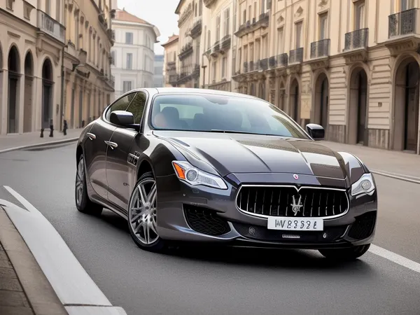 Maserati Quattroporte, ((four-door)), two-tone laquer, white and glossy black, street race, overcast weather, in Milan, downtown, high quality, luxury cars, 8k wallpaper, highres