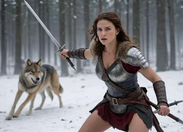 Heed the advice of these people, spear and sword we will give you. Here stands a good warrior woman with a pretty face, sworn to steadfastly guard this territory. Prepare, rein in the wolf, believing that flight is the gravest sin. Fight, enemy who strikes. Hold, never give up. I will die. Come, swing the wolves to war. Escape freely across the ford. Only fate will decide who will master this battlefield. Prepare yourselves, believing that flight is the gravest sin. The harder your thoughts become, the sharper your heart, the greater your courage, the less your strength fades., Natural lighting, Cinematic, Parallax, #©KITTYART





















#©KITTYART
