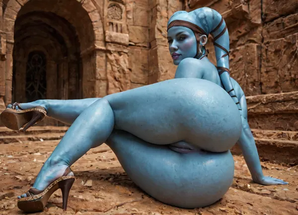 Jedi Aayla Secura posing naked, a female Twi'lek from star wars, legs spread, bottomheavy, big, ass, huge, gigantic, thick, thighs, massive, <lora:detailed_notrigger:2>, <lora:milkers_v2:2>, <lora:bottomheavy_v1_sdxl_tags:2>