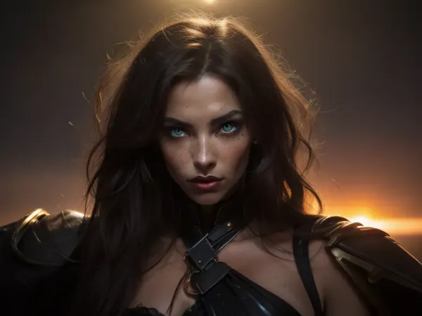 a coquettish woman with a very long hair, chaotic blood, scribbled lines, surrender, polychromatic, anthropomorphic, humanoid, diffuse subsurface scattering, tight tiny breasts, realistic highly detailed large beautiful crystal eyes with light glowing {brown, blue, green} iris, heartshaped lips, freckles, lip gloss, aroused skin, olive skin, dramatic sunrise, ground-fog, fog, (blackened darkness mood), (worm´s-eye view), #KITTYART