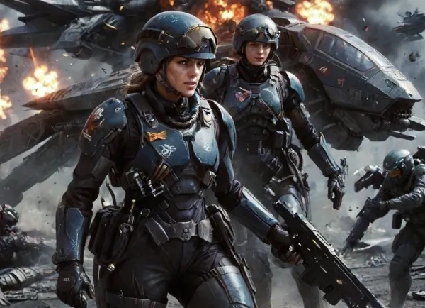 (Starship Troopers Movie Style), camouflage grey, Female medic, tending to a wounded soldier, BREAK, futuristic battlefield, explosions, alien bugs, dynamic angle, photo-realistic, highly detailed, bf3, bf4, bf1, bfv, detailxl, wearing, a, Starship-trooper-uniform-with-helmet, starship-trooper-pilot, uniform, Starship-trooper-officer-uniform, with, hat, Starship-trooper-beret, holding, Starship-trooper-rifle, Wearing, dog, tags, black, tank, top, <lora:BFXL:.8>, <lora:lasgunXLLoRAv1:1>, <lora:add-detail-xl:.8>, <lora:432171_training_data:1>, <lora:Mecha_Ggorgeous_Armor-000011:2>
