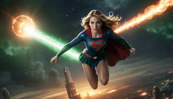 Supergirl getting railed by Green lantern on top of an icbm in flight while atomic explosions go off in the distance, setting the nights atmosphere on fire and proving light from different angles.