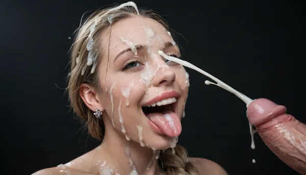 close up of a huge 15 inch white dick, masturbating, (ejaculation:1.7), cumshot into the wide open mouth of a mature curvy woman with blonde hair, long braided ponytail, happy, horny, sadistic grim, smiling, tongue sticking out, excessive cum dripping from tongue, black room, black background, (Cum details), realistic cum, Prominent cum, (white cum:1.7), cum on, (Cum flows:1.2), (cum on body:1.3), cum on head, (cum on face:1.3), bukkake, ((body covered with semen)), cum, face, Face covered in cum, (A lot of cum:1.5), <lora:JustCum:.7>, <lora:cum_in_eye_deepmind:.8>