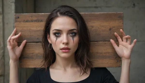 best quality, ultra-detailed, masterpiece, photorealistic, finely detailed, highres, hyper-realistic details, 19 years old blond emo girl's head with masses of cum trapped in pillory with text on pillory, "fuck me", elongated face covered with masses of cum, open mouth, thick black lipstick, ruined black makeup, long blond hair with much volume, detailed face, detailed natural eyes, detailed natural hands, slutty smeared makeup, perfect hands, perfect fingers, perfect anatomy