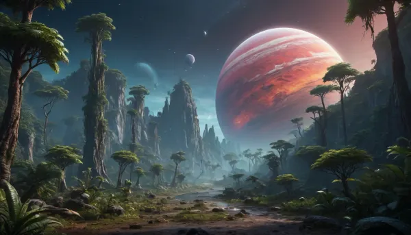 Beyond earth: the vibrant satellite world of luminara - a fantastic journey through alien jungles and strange creatures