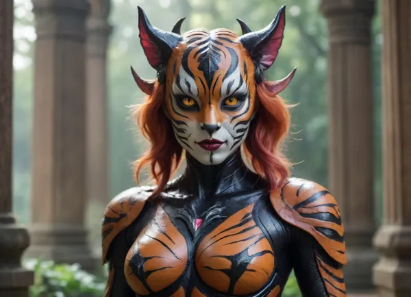 hybrid, (transformer), (Succubus), (anthro tiger)