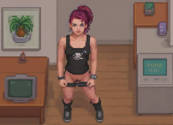 90s pixelart of a beautiful punk woman, <lora:pixel-art-xl-v1.1:.9>