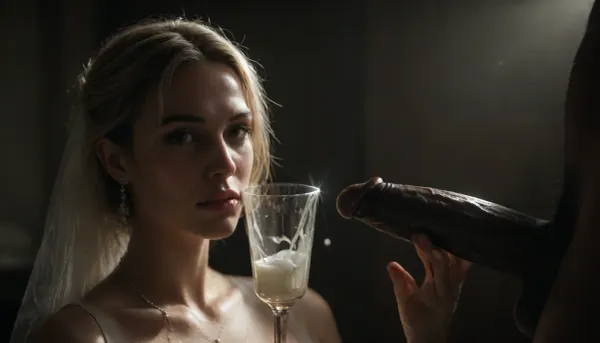 (((UHD 8K, masterpiece, best quality, maximum details, natural lighting, extreme realism))), score_9, score_8_up, score_7_up, score_6_up, professional colored photography, raytracing, highres, ((super detailed professional photo)), masterpiece, photorealism, DSLR camera, best quality, best resolution, with UHD resolution, perfect composition of light and shadow, sharp focus, depth of field, perfectly detailed skin texture, perfect detail, interracial, very large black penis, The happy white blonde bride in sexy wedding dress, cum driping bride's chain' cum driping from black penis, drinking sperm from transparent cup, there is glossy and sticky sperm in cup, cup full of sperm, cum swallowing, ((gokkun)), cum dripping from the corners of her lips, <lora:671410_training_data:.8>, <lora:dark:.5>, <lora:677862_training_data:.8>