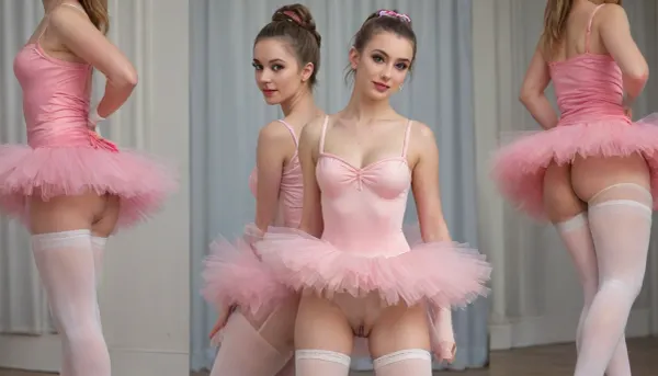 (full body view), Candid photo, ultimate realism, pale skinned, (three women with different hair colour), attractive 21 year old athletic beauty, (pink spandex ballet outfit tutu white knee high stockings no panties legs spread exposing realistic hairy vagina:1.2), stretching on stage, realistic detailed pale blue eyes light makeup and bright red lipstick, long combed straight hair, bun, hourglass figure, slim feminine body with sexy curves, feminine face, square jaw, high cheekbones, flirty shy smile, realistic detailed face, realistic detailed skin, realistic sunny day, photorealistic tack sharp, back to the camera, (medium breasts), upskirt, vagina, out, rear, shot, front, <lora:upskirt:.8>