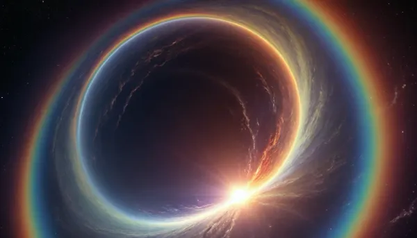 (orbit of eart), hmiracle, rainbow light circeled in open universe, orbit, rainbow storm, rainbow fire, rainbow air, rainbow earth