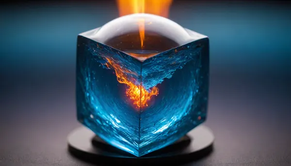 4d microscope macro zoom, (fire cube, (square), fusion with wather sphere, (blue waves, mirroring), miracle), orbit, epic, glowing, (rainbow, white visible light), rainbow light gold, rainbow fire, rainbow air, rainbow earth