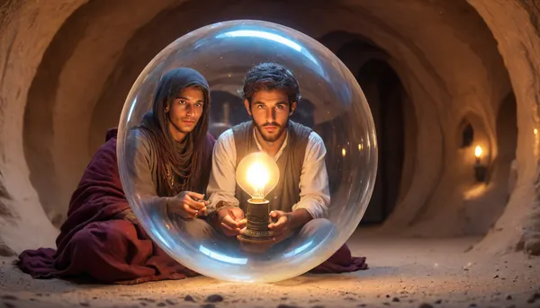 A spiral bubble, (inside the bubble, a mini Bedouin with a lamp in his hand, his image obscured by liquid glass), <lora:436263_training_data:.5>, <lora:BubbleXL:1.2>